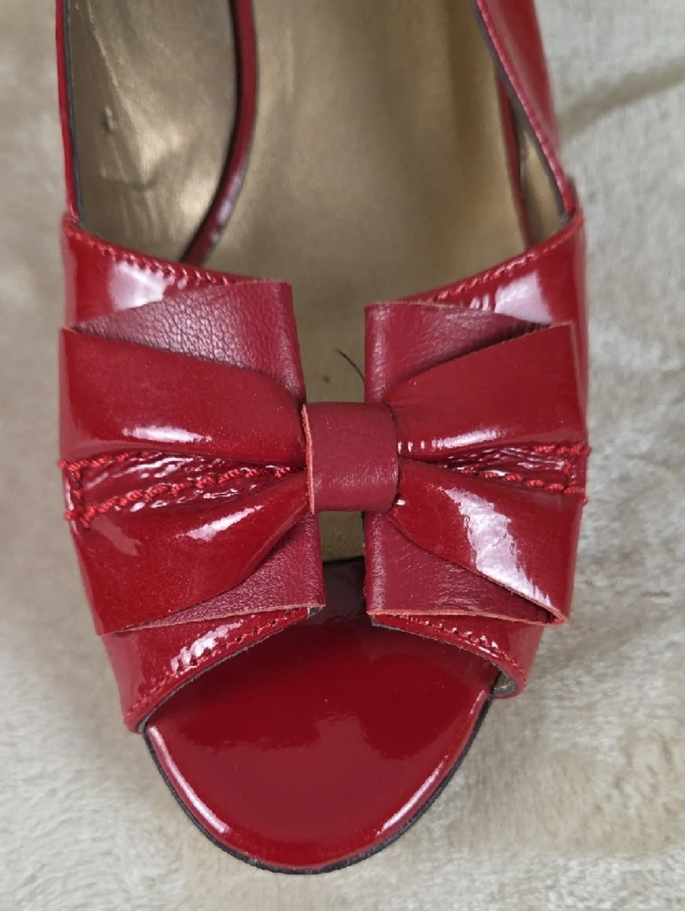Vaneli Red Peep-Toe Slingback Heels - Picture 5 of 9